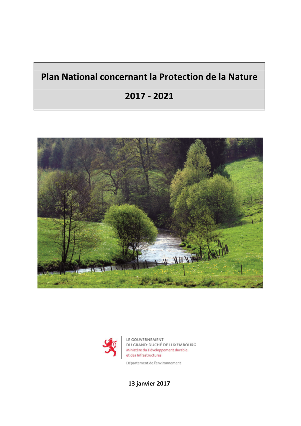 Plan National Concernant La Protection De La Nature 2017 - 2021