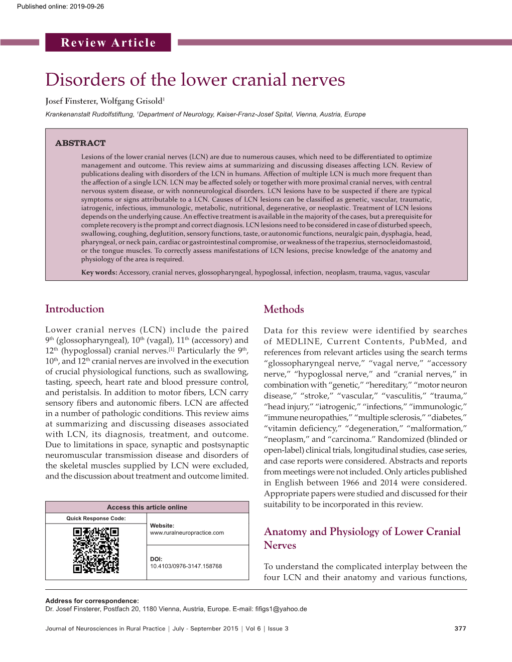 Disorders of the Lower Cranial Nerves