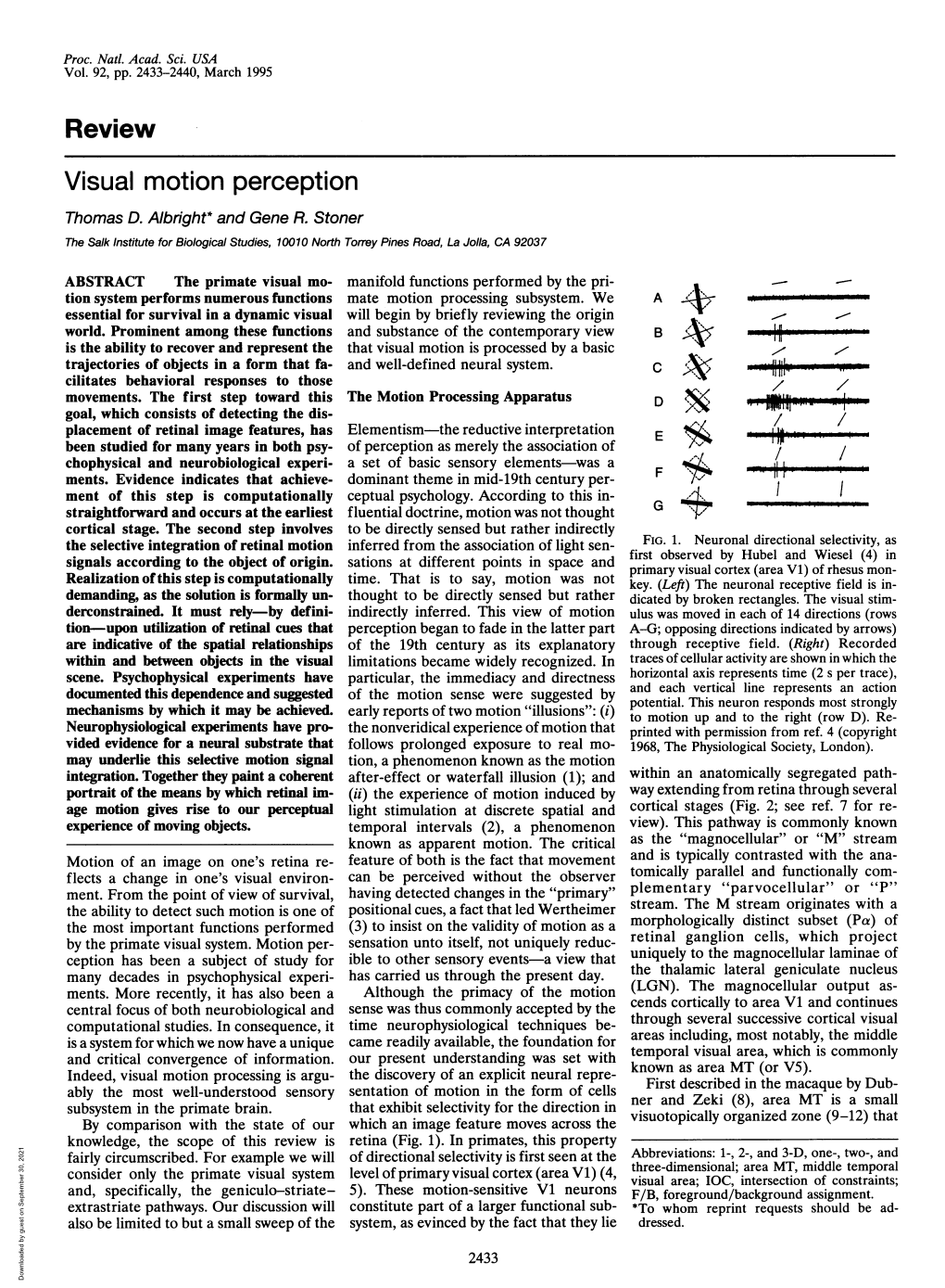 Visual Motion Perception. As We Have Tried (1976) J