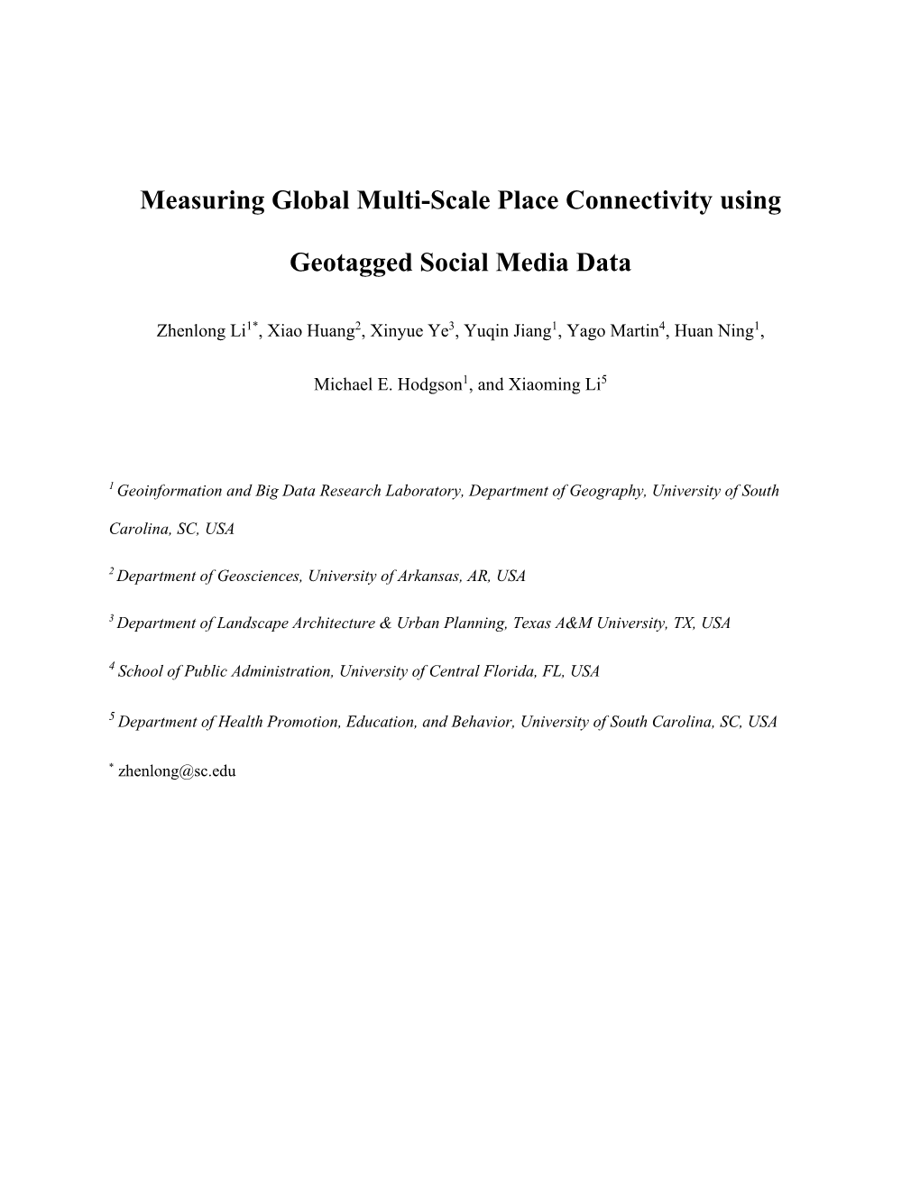 Measuring Global Multi-Scale Place Connectivity Using Geotagged