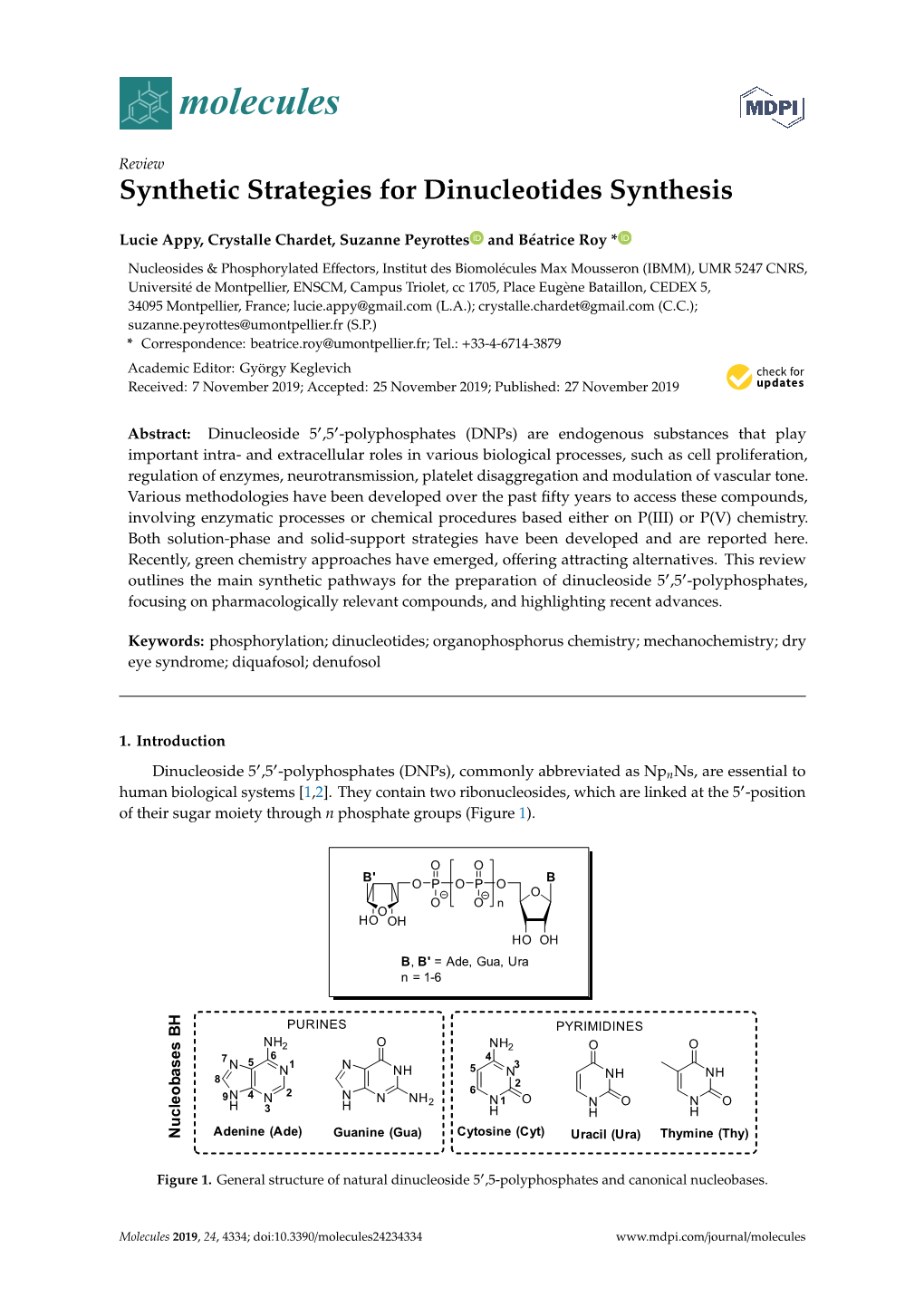 Synthetic Strategies for Dinucleotides Synthesis