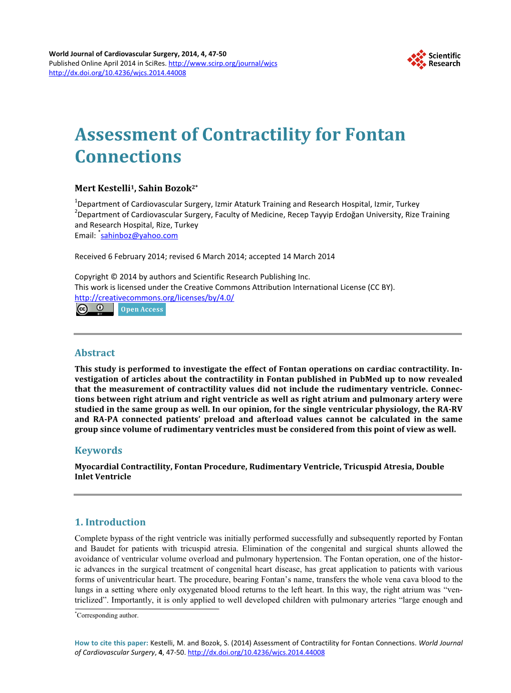 Assessment of Contractility for Fontan Connections