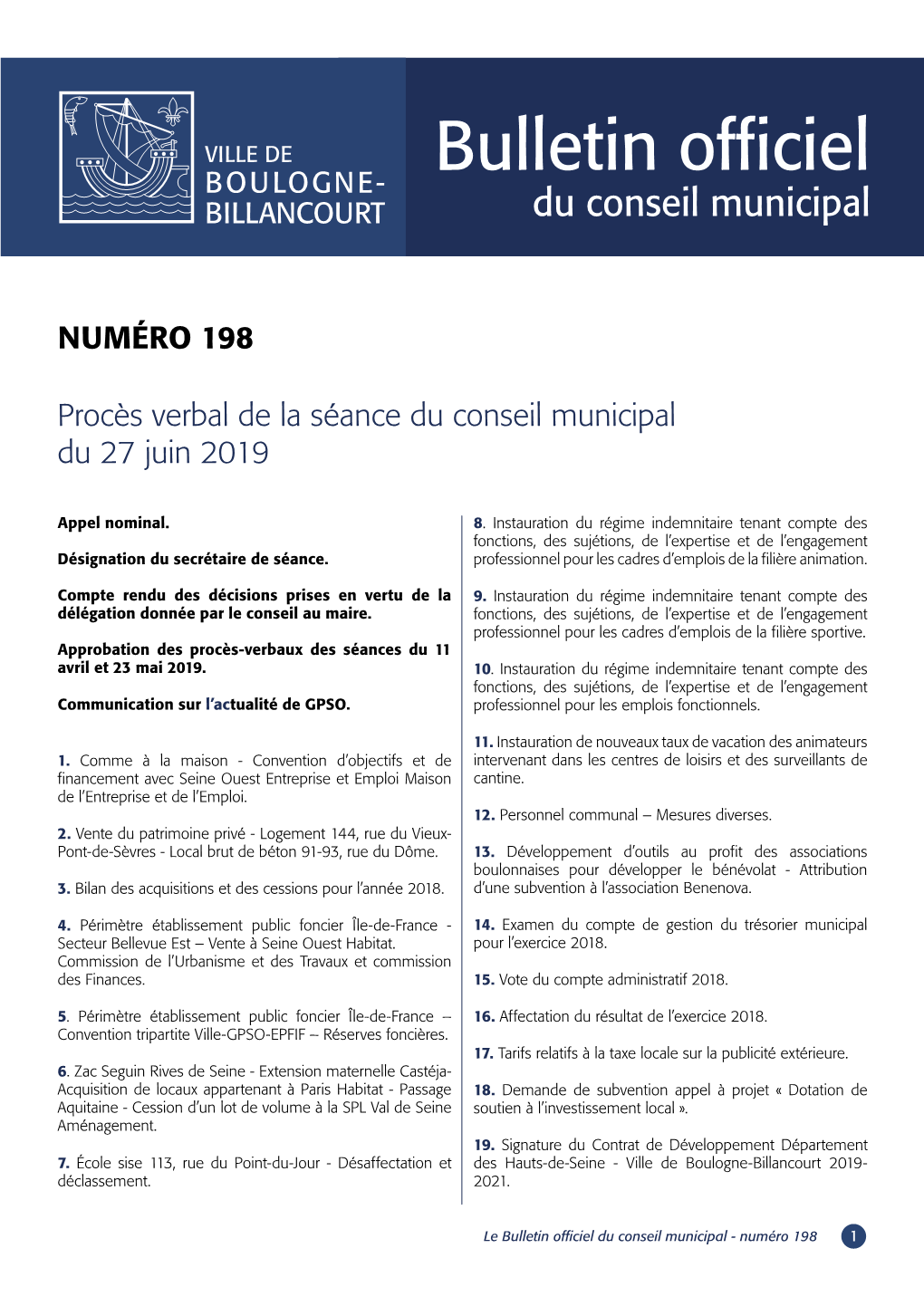 Bulletin Officiel Du Conseil Municipal