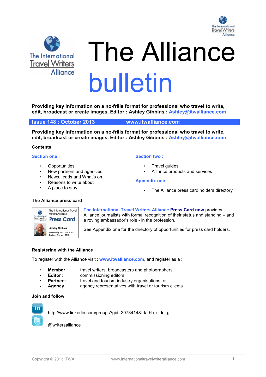 Alliance Bulletin October 2013