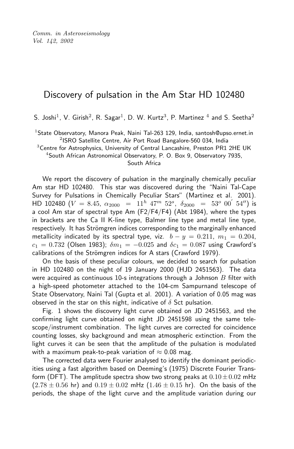Discovery of Pulsation in the Am Star HD 102480