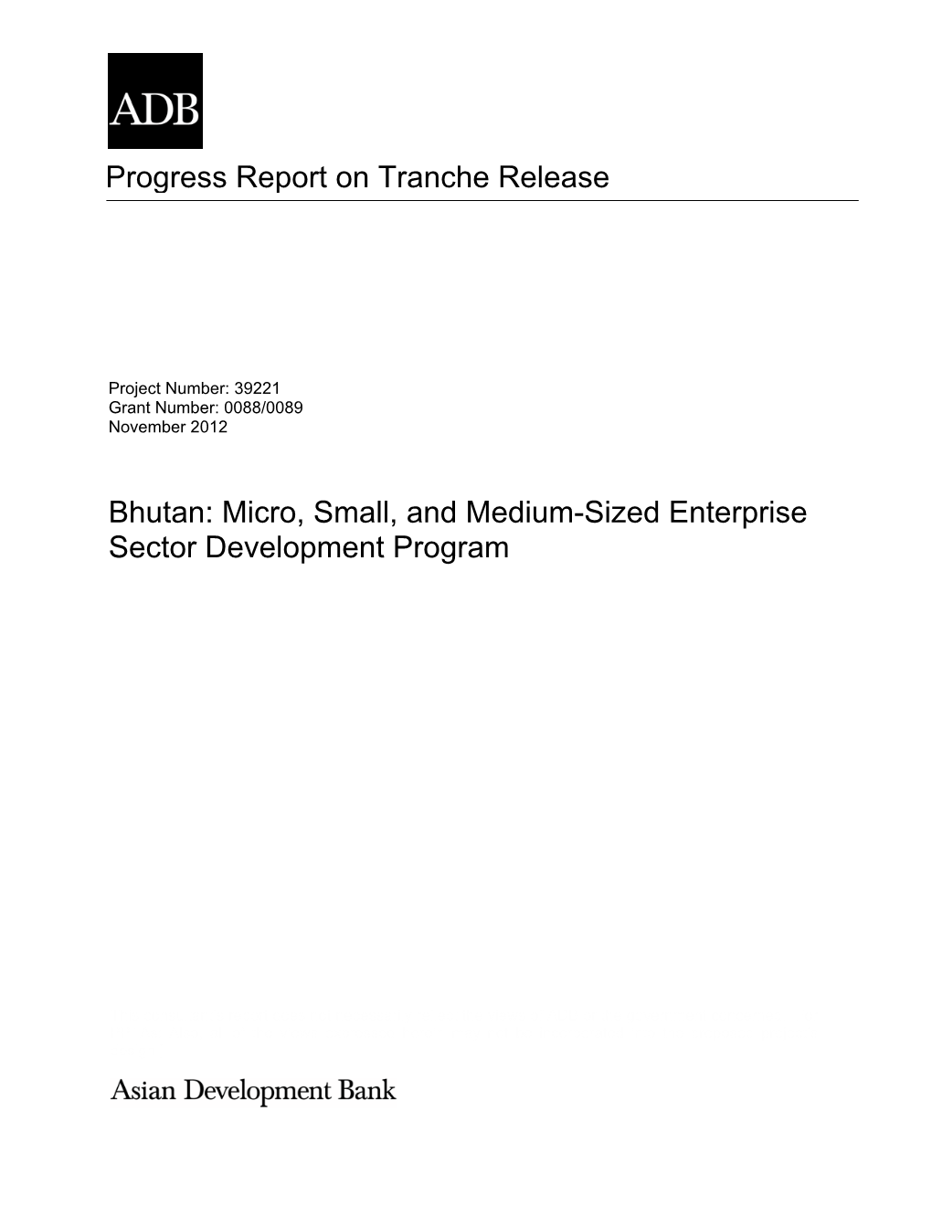 Bhutan: Micro, Small, and Medium-Sized Enterprise Sector Development Program