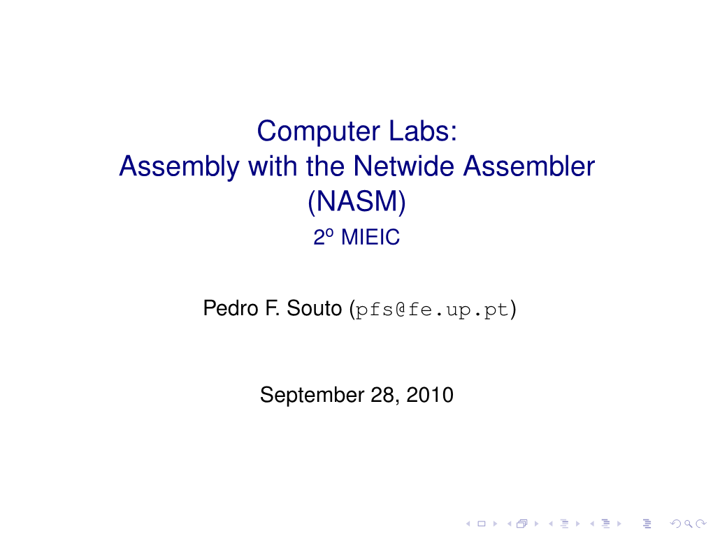 Computer Labs: Assembly with the Netwide Assembler (NASM) 2O MIEIC