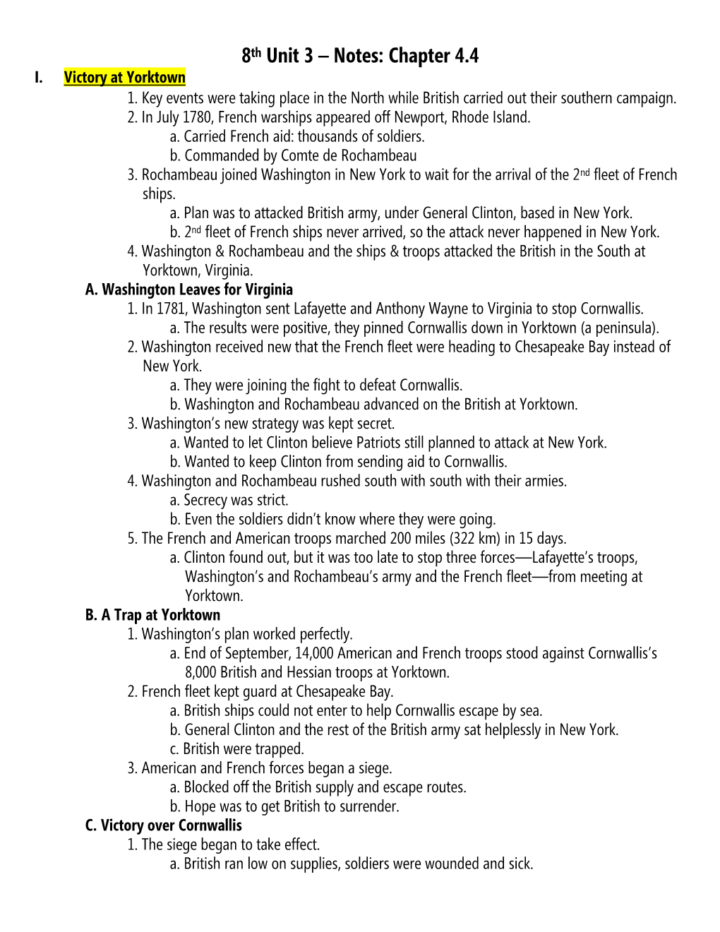 8Th Unit 3 – Notes: Chapter 4.4 I