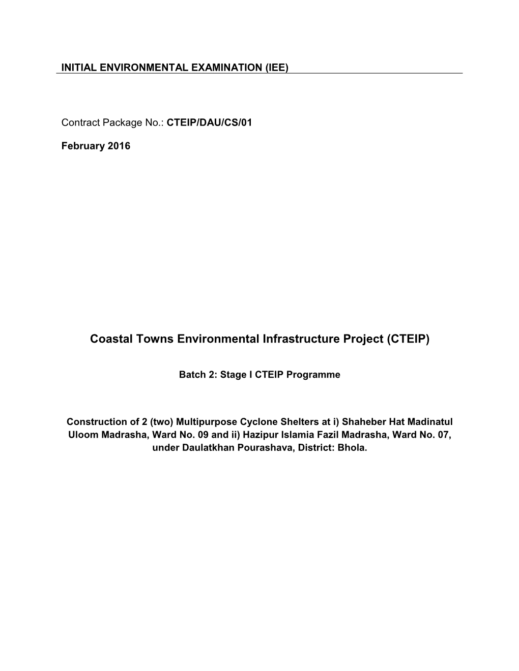 Coastal Towns Environmental Infrastructure Project (CTEIP)