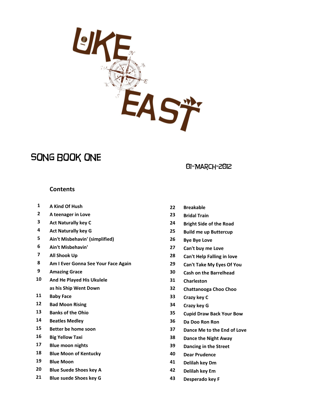 Song Book One 01-March-2012
