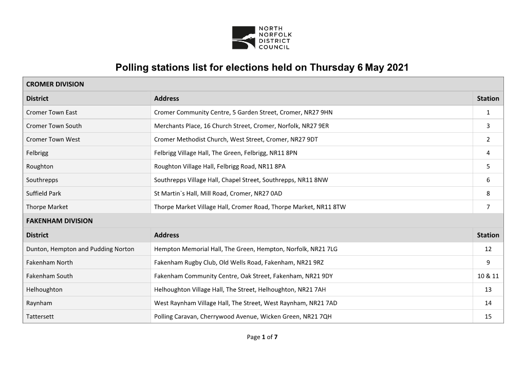 Polling Station List