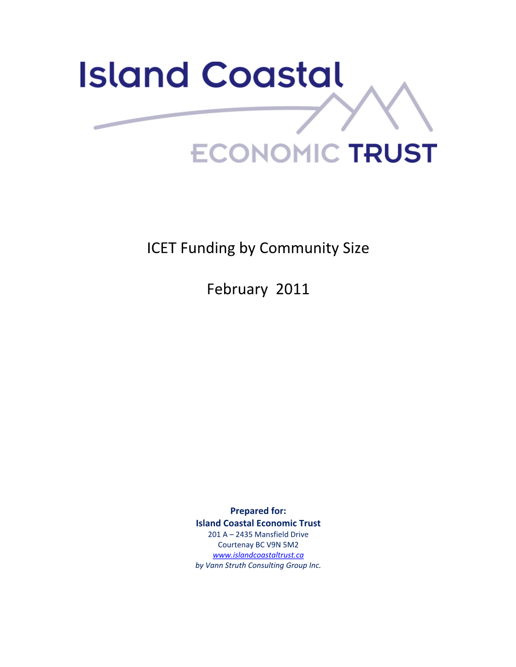 ICET Funding by Community Size February 2011