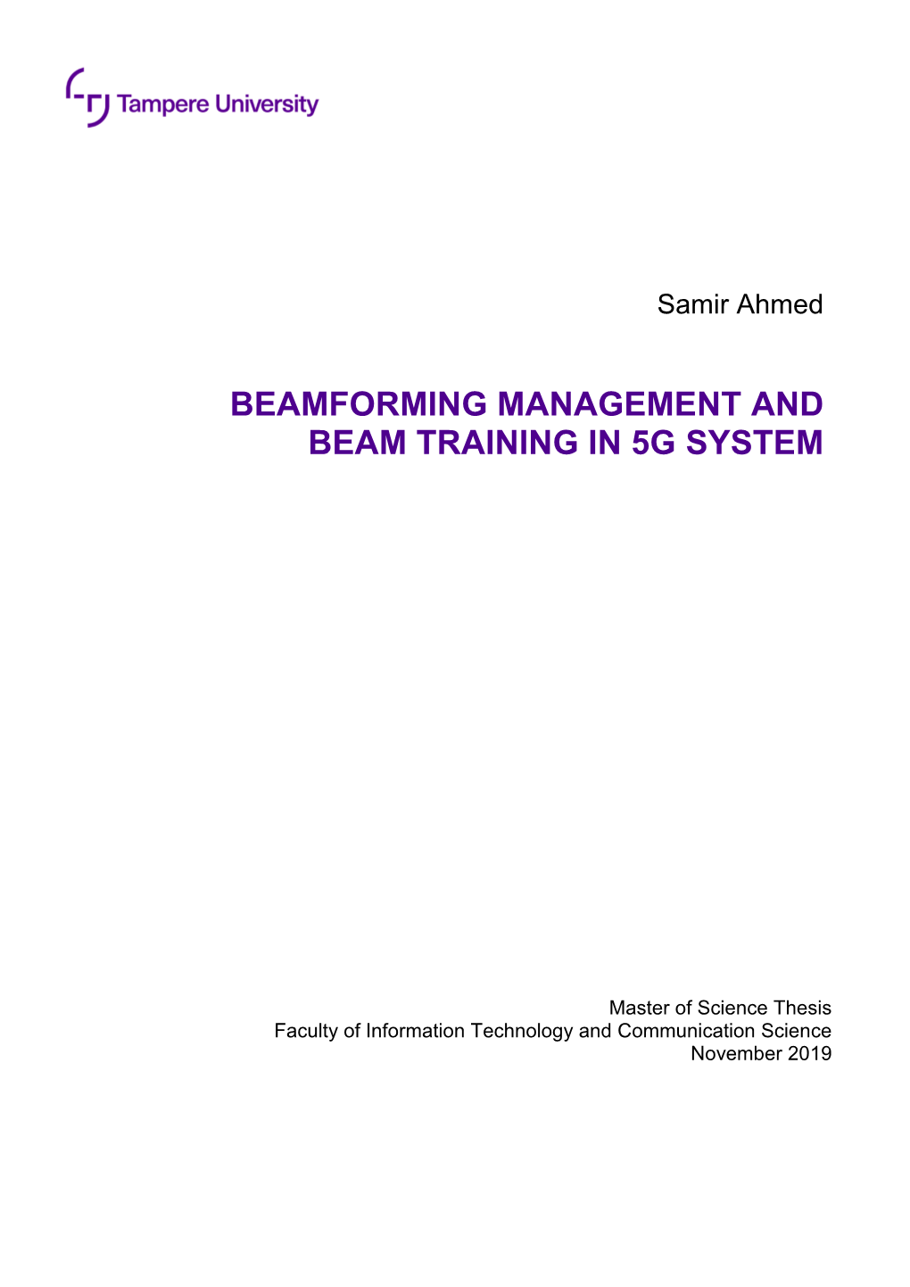 Beamforming Management and Beam Training in 5G System
