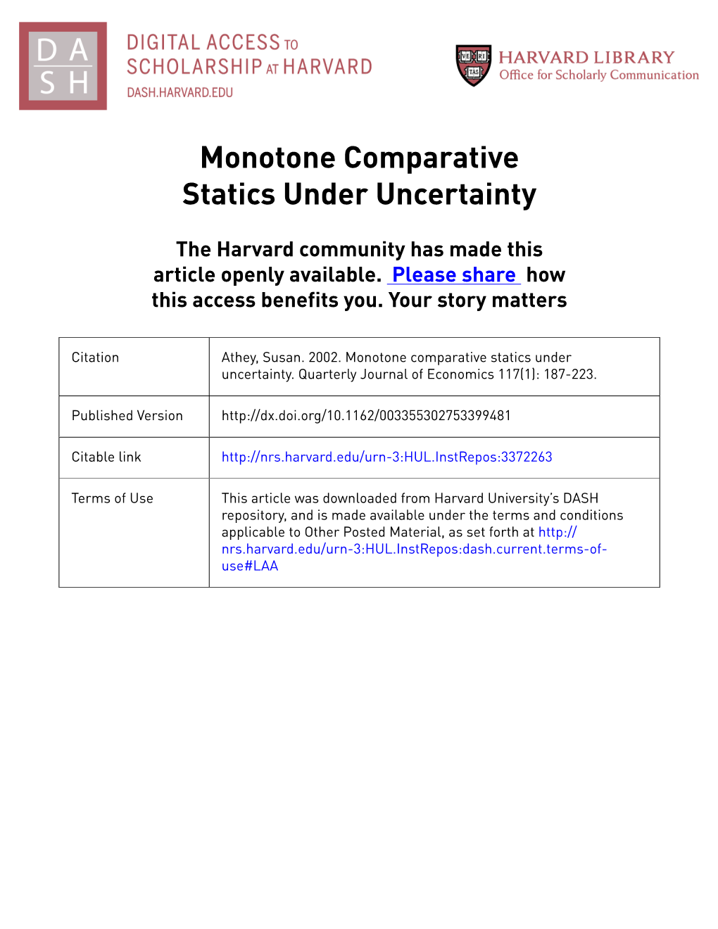 Monotone Comparative Statics Under Uncertainty
