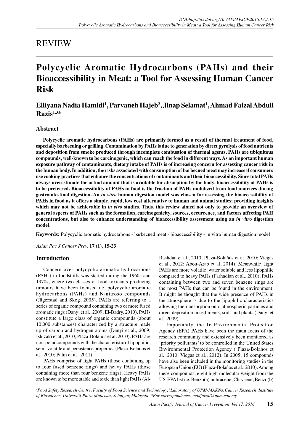 Polycyclic Aromatic Hydrocarbons and Bioaccessibility in Meat: a Tool for Assessing Human Cancer Risk