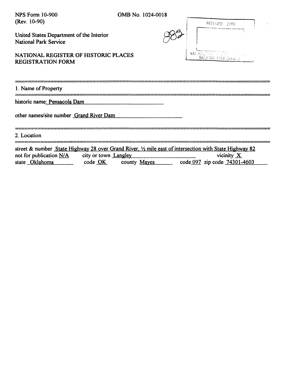 NFS Form 10-900 OMB No. 1024-0018 (Rev