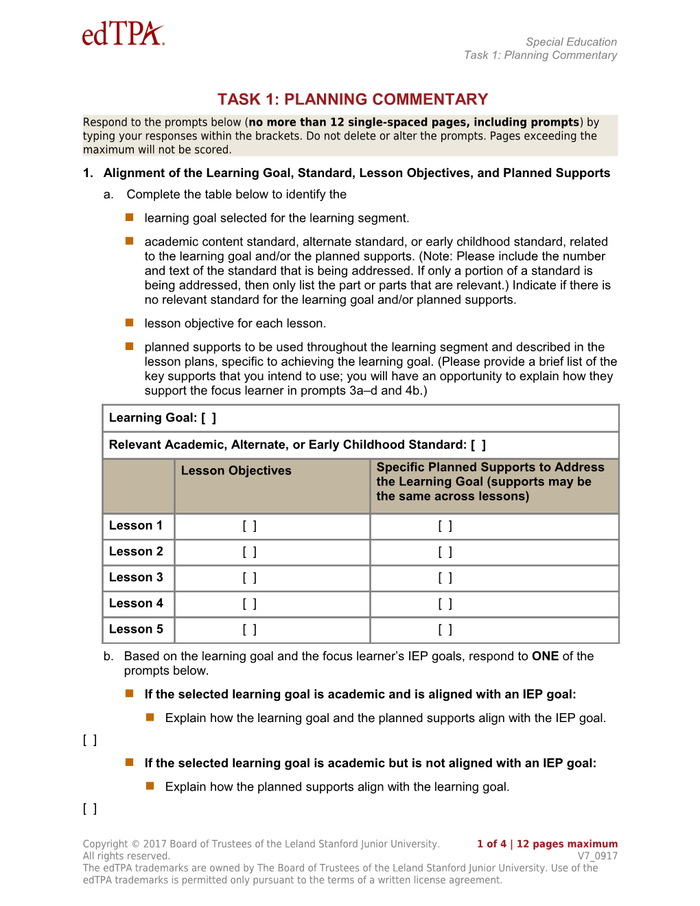 Planning Commentary Template s1