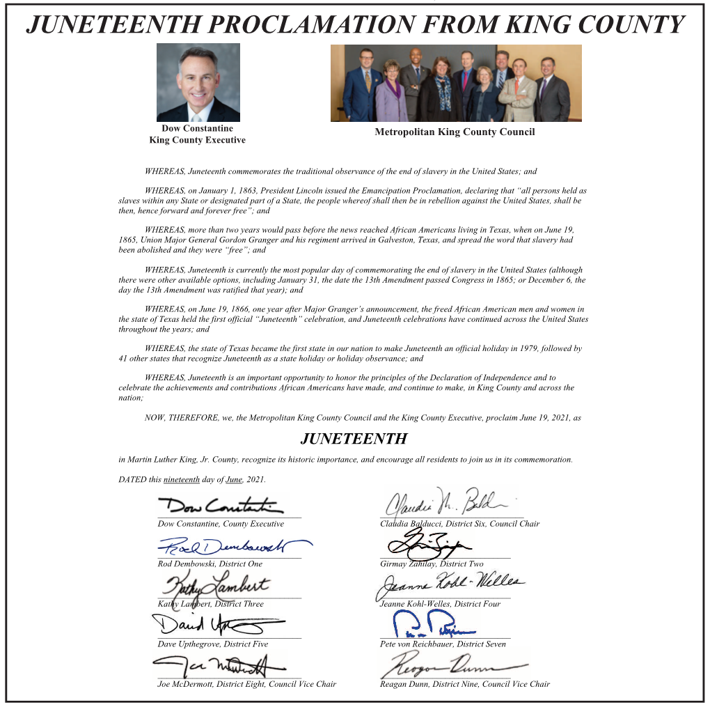 Proclamation from King County