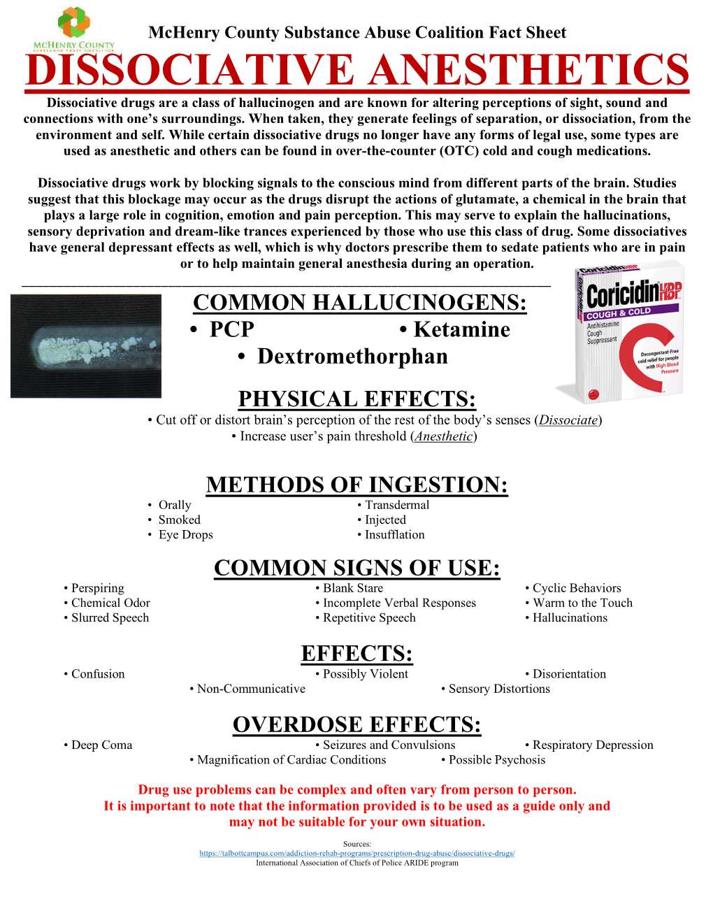 Dissociative Anesthetics Fact Sheet