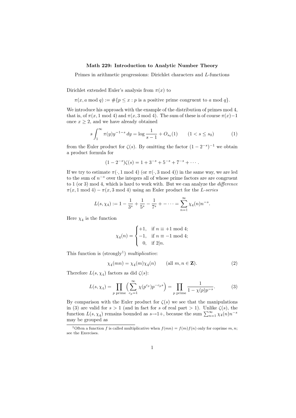 Dirichlet Characters and L-Functions Dirichl