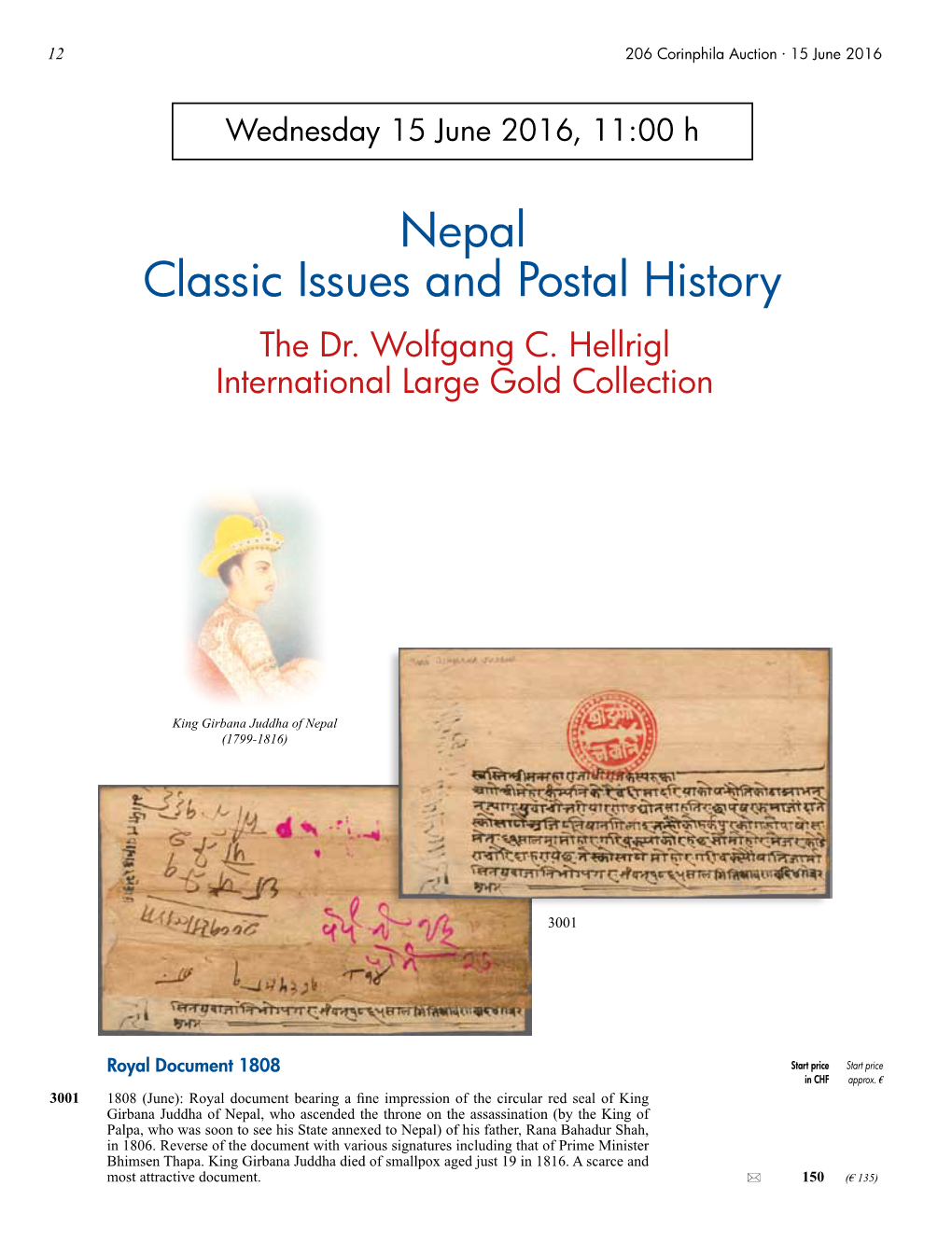 Nepal Classic Issues and Postal History the Dr