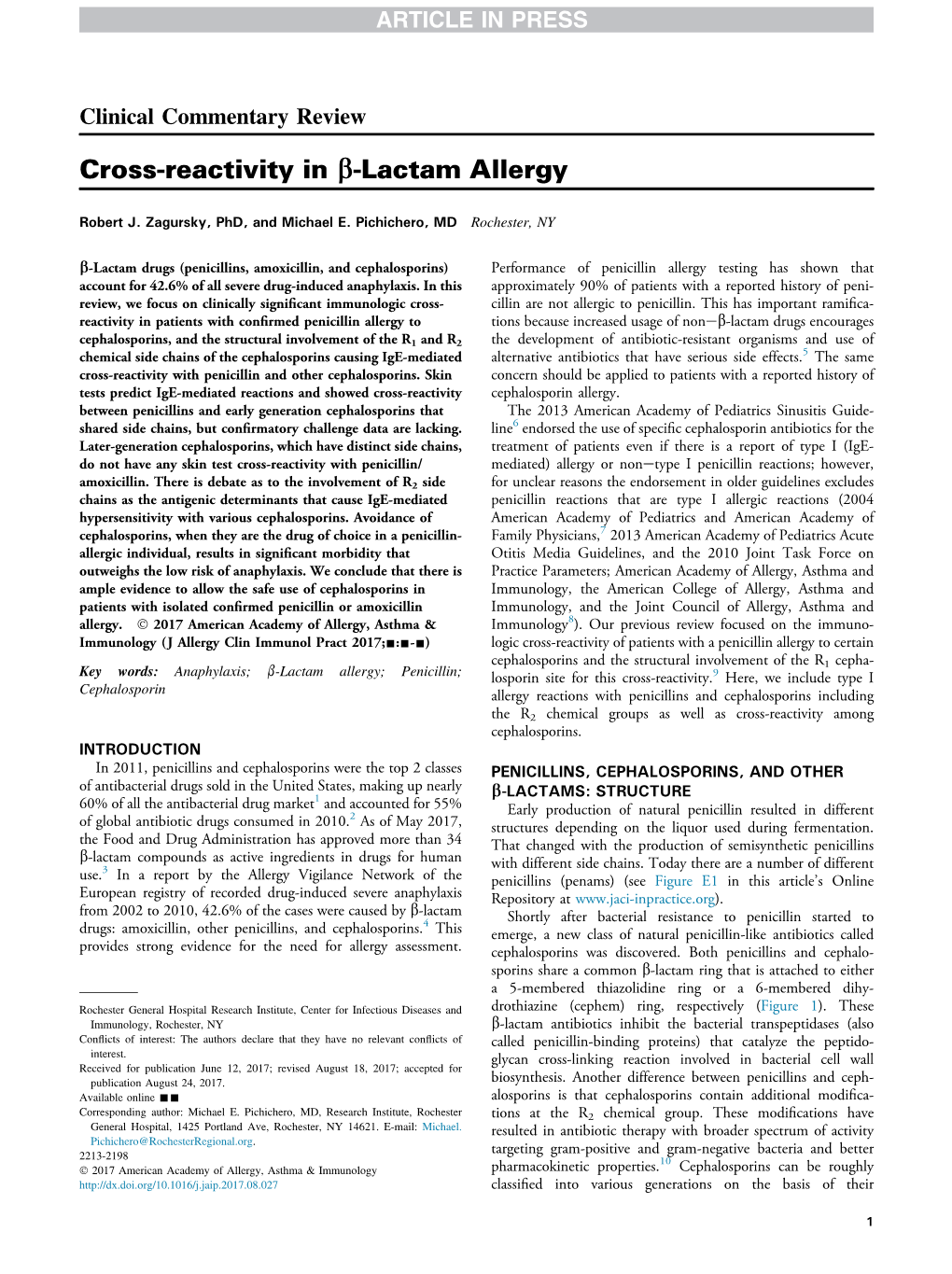 Cross-Reactivity in &Beta