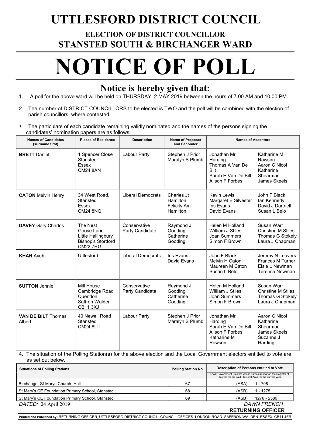 Notice of Poll