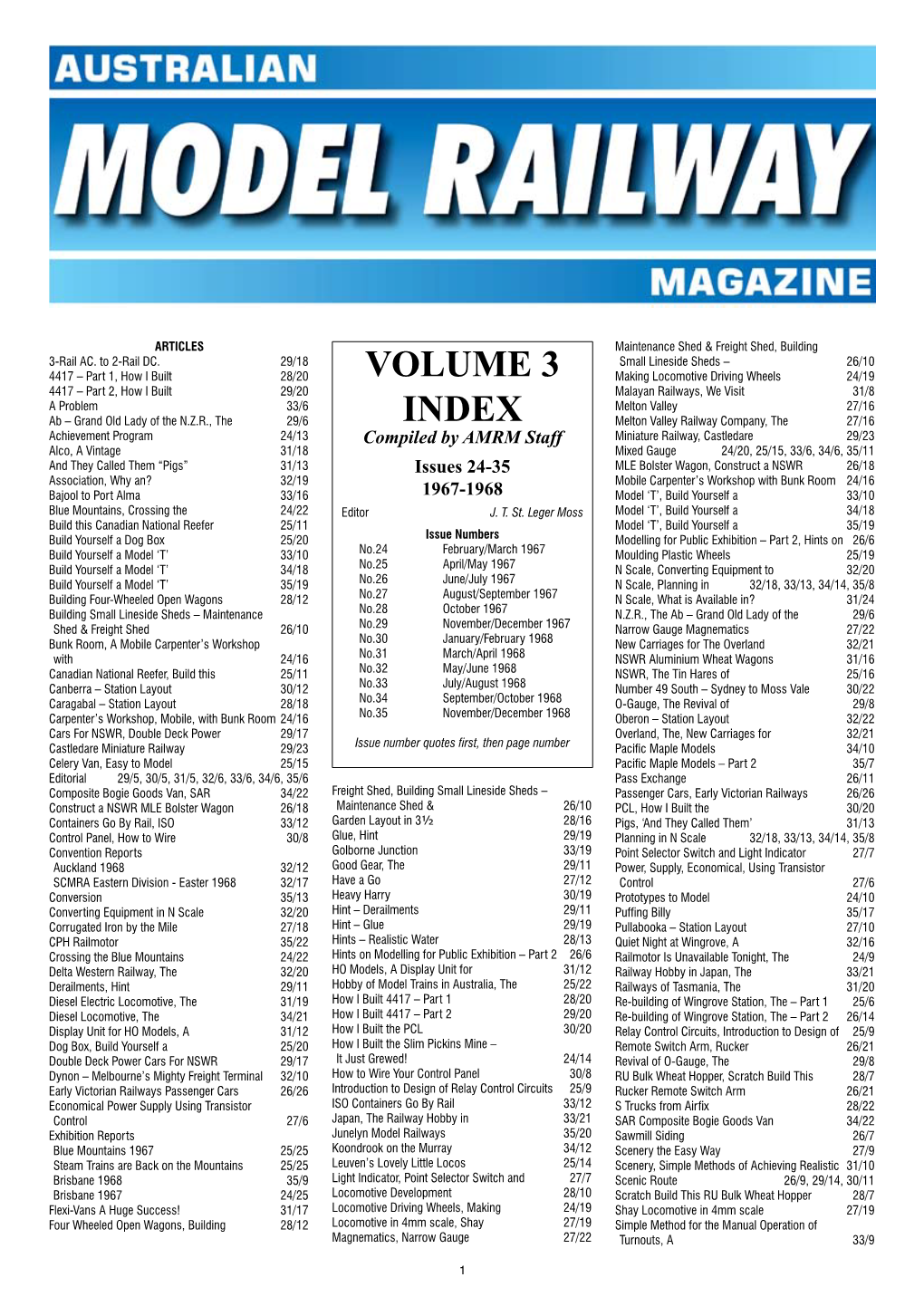 Volume 3 Index