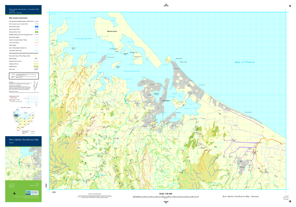 Water Quality Classification - November 2008 0 0 0 0 0 0 0 0 1:50 000 E E Sheet U14 - Tauranga 6400000N 6400000N Puketutu Point