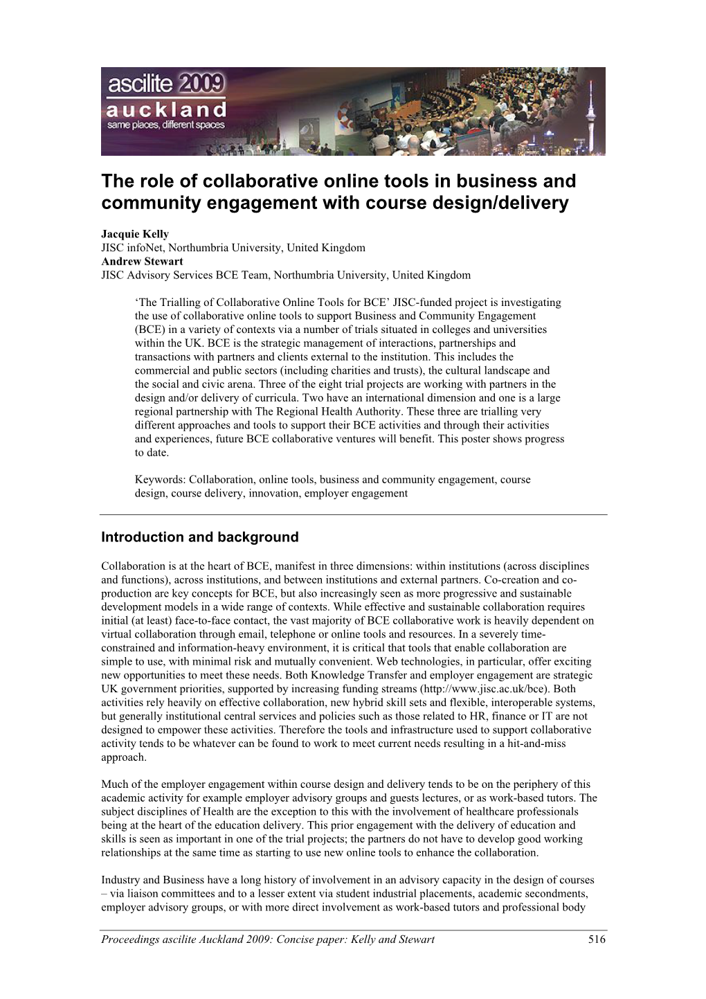 The Role of Collaborative Online Tools in Business and Community Engagement with Course Design/Delivery