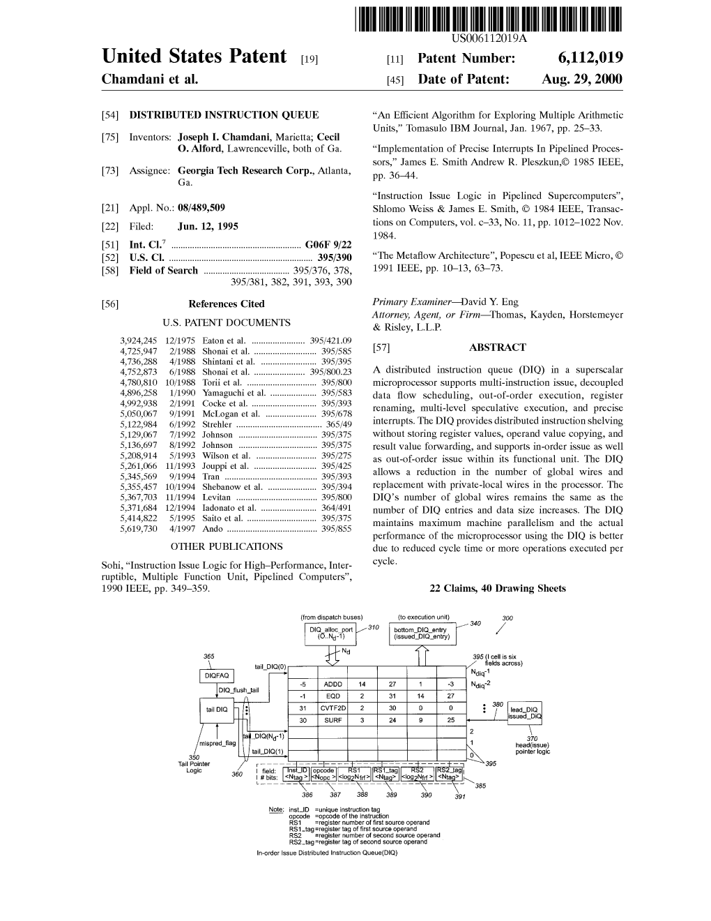 United States Patent [19J [11] Patent Number: 6,112,019 Chamdani Et Al