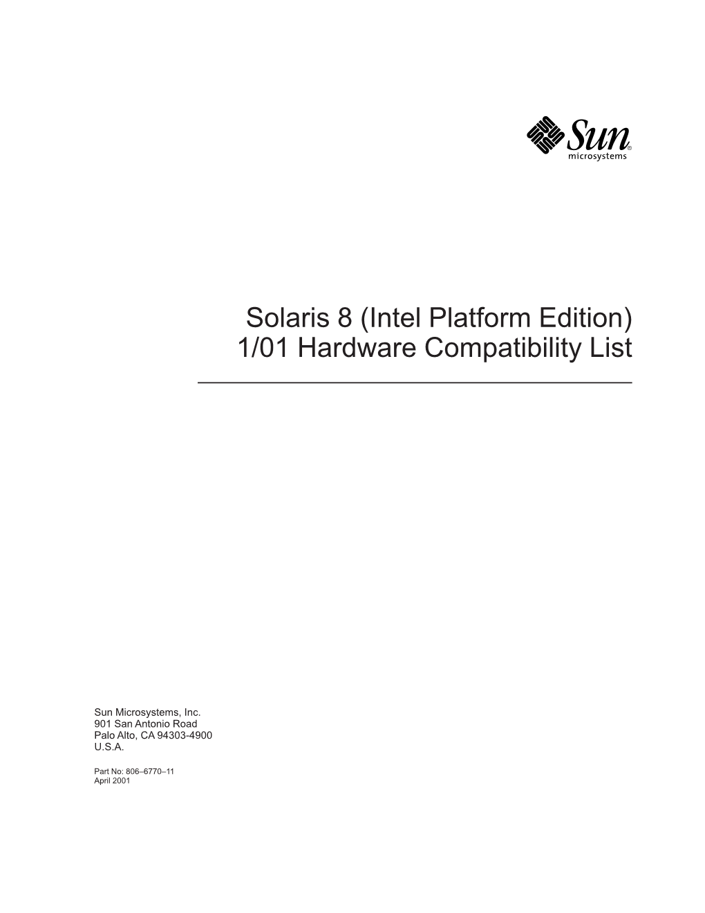Intel Platform Edition) 1/01 Hardware Compatibility List