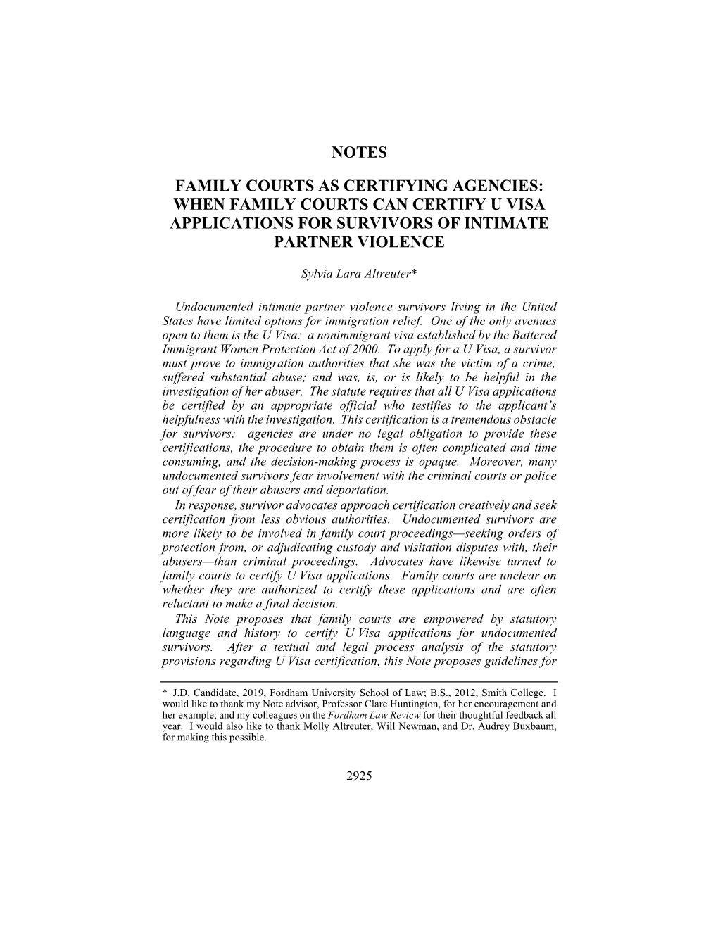 When Family Courts Can Certify U Visa Applications for Survivors of Intimate Partner Violence