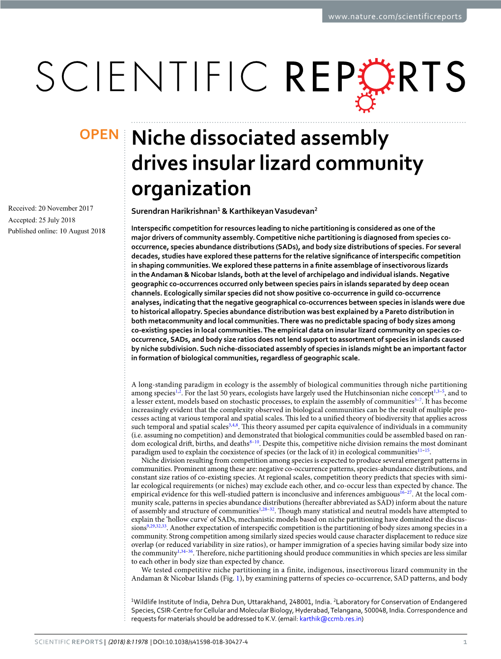 Niche Dissociated Assembly Drives Insular Lizard Community Organization