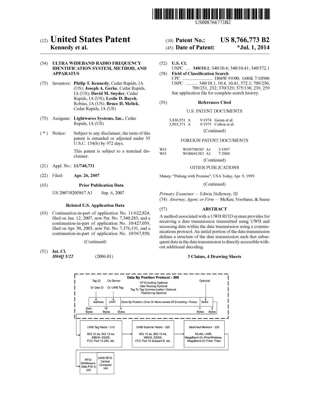 (12) United States Patent (10) Patent No.: US 8,766,773 B2 Kennedy Et Al