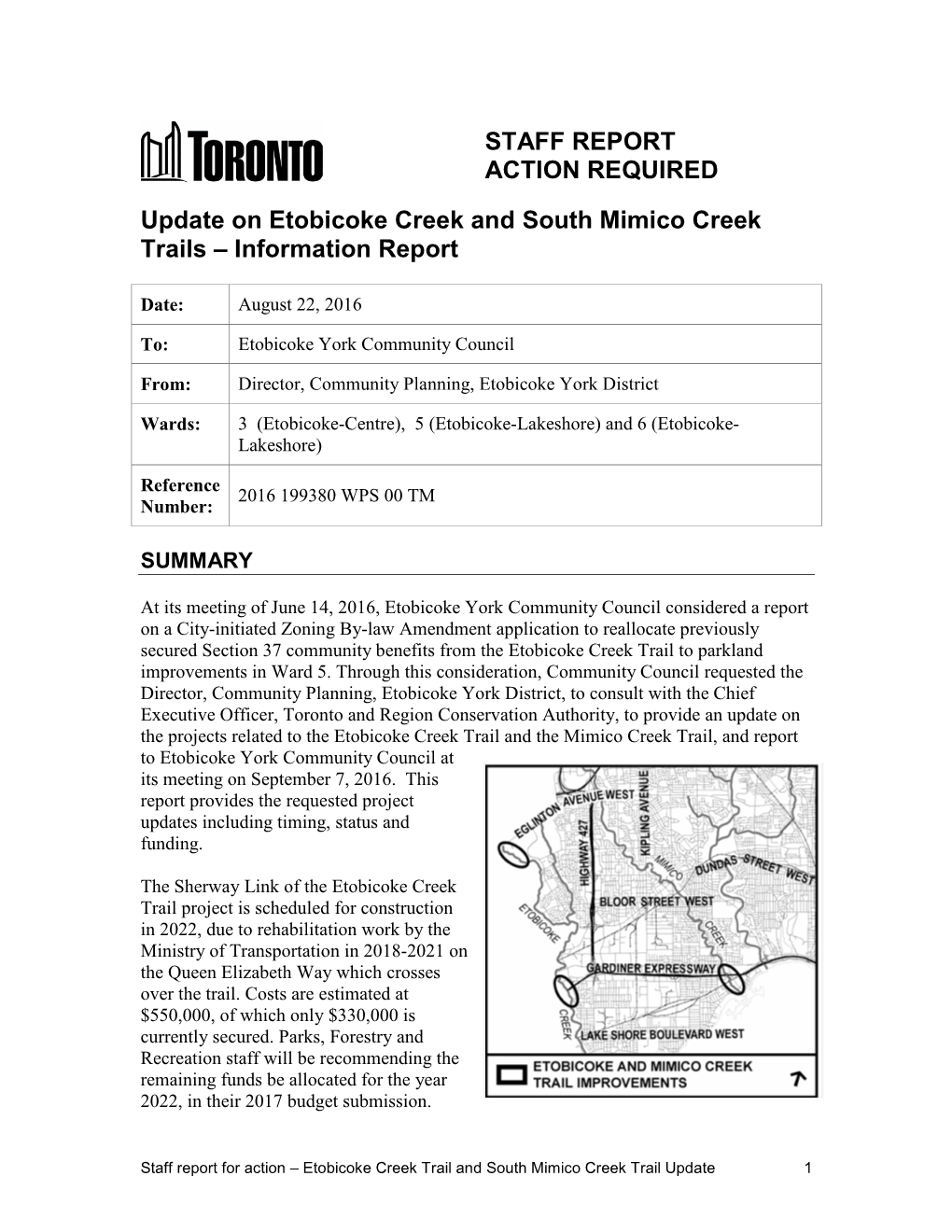 Update on Etobicoke Creek and South Mimico Creek Trails – Information Report