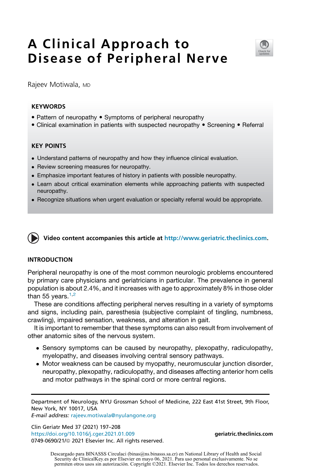 A Clinical Approach to Disease of Peripheral Nerve