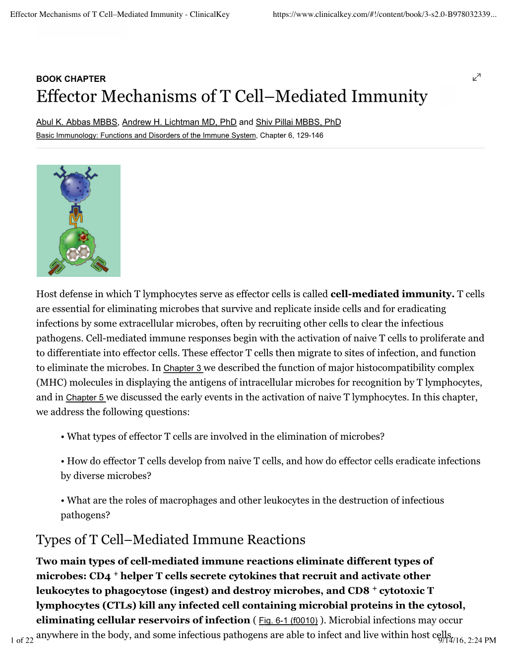 Effector Mechanisms of T Cell–Mediated Immunity - Clinicalkey