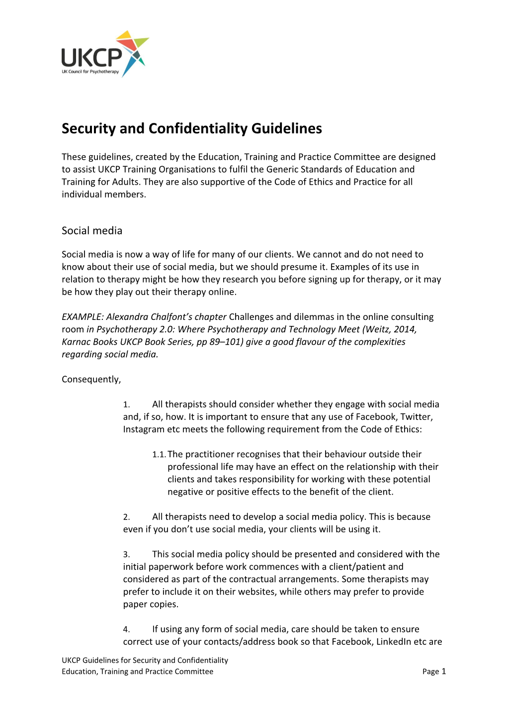 Security and Confidentiality Guidelines