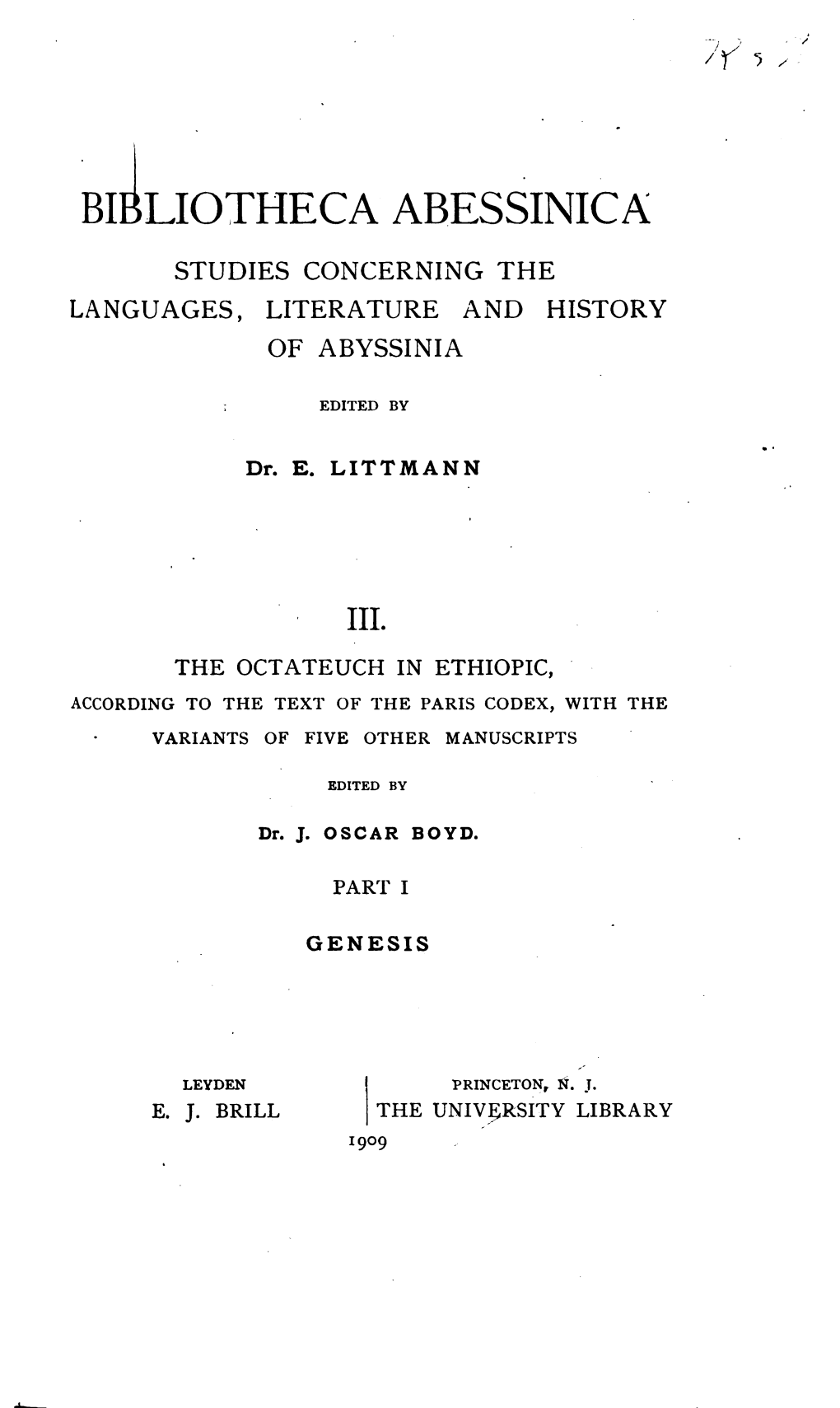 The Octateuch in Ethiopic