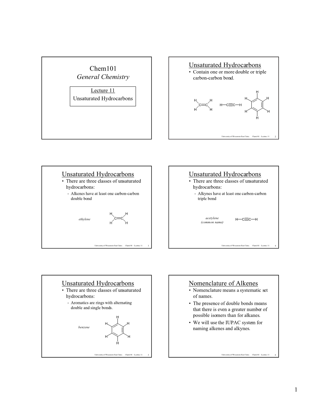 Chem101 General Chemistry Unsaturated Hydrocarbons