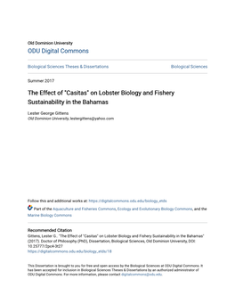 "Casitas" on Lobster Biology and Fishery Sustainability in the Bahamas