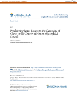 Proclaiming Jesus: Essays on the Centrality of Christ in the Church in Honor of Joseph M