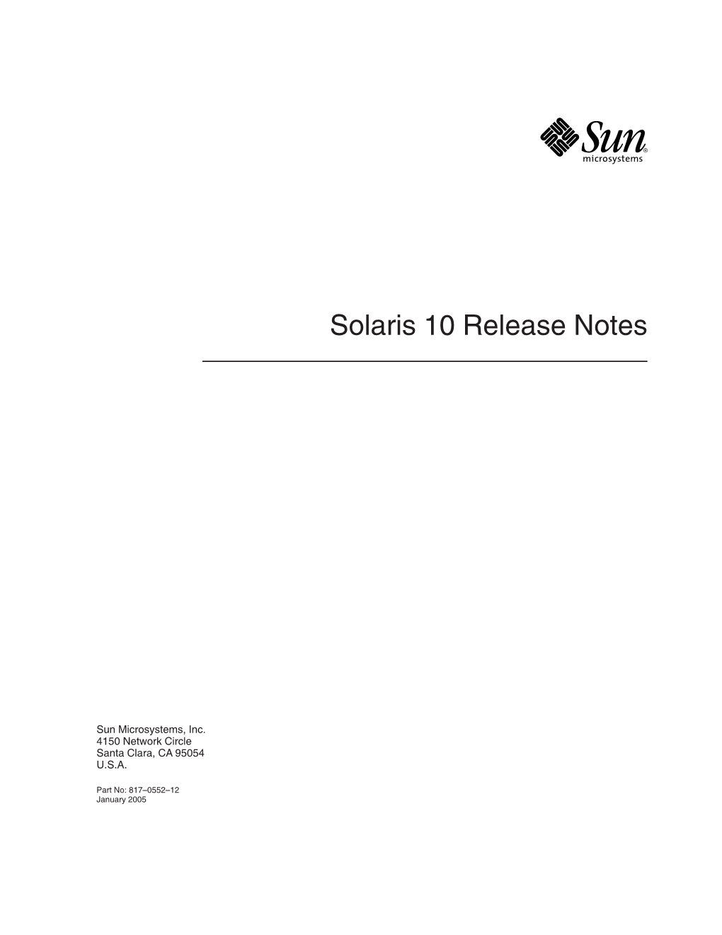 Sun Microsystems Solaris 10 Release Notes