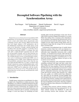 Decoupled Software Pipelining with the Synchronization Array