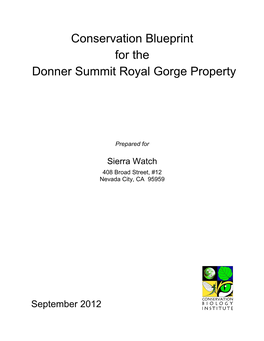 Conservation Blueprint for the Donner Summit Royal Gorge Property