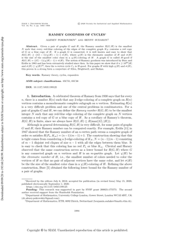 Ramsey Goodness of Cycles | SIAM Journal on Discrete Mathematics