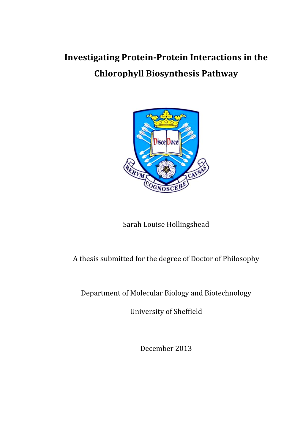 Investigating Protein-Protein Interactions in the Chlorophyll Biosynthesis Pathway