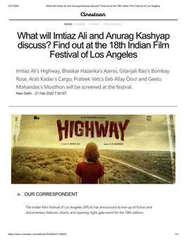 What Will Imtiaz Ali and Anurag Kashyap Discuss? Find out at the 18Th Indian Film Festival of Los Angeles