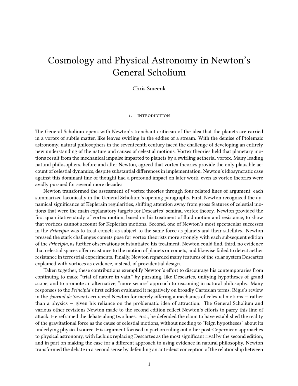 Cosmology and Physical Astronomy in Newton's General Scholium